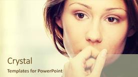  Presentation with postpartum depression pregnant - Slides having young beautiful woman with depression background and a cream colored foreground