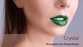  Presentation with green color - Colorful PPT theme enhanced with young-beautiful-woman-with-fancy backdrop and a coral colored foreground