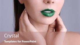  Presentation with fancy - PPT theme consisting of young-beautiful-woman-with-fancy background and a coral colored foreground