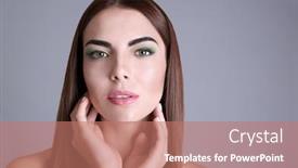  Presentation with fancy - Beautiful PPT layouts featuring young-beautiful-woman-with-fancy backdrop and a coral colored foreground