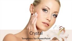  Presentation with indian woman face beauty - PPT theme enhanced with young beautiful woman with flower background and a coral colored foreground