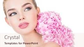  Presentation with skin health - Slide deck consisting of young beautiful woman with flowers near face beauty treatment concept skin care pretty female with health fresh skin of body lady with pink makeup of eyes background and a lemonade colored foreground