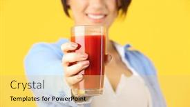  Presentation with tomato juice - Beautiful slide set featuring young beautiful woman with glass of tomato juice on yellow background backdrop and a yellow colored foreground