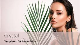  Presentation with leave - Presentation design having young-beautiful-woman-with-green background and a lemonade colored foreground