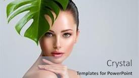  Presentation with beautiful green - Beautiful presentation theme featuring young-beautiful-woman-with-green backdrop and a light gray colored foreground