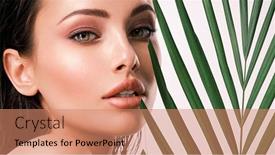  Presentation with beautiful green - Presentation enhanced with young-beautiful-woman-with-green background and a  colored foreground