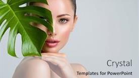  Presentation with beautiful green - Slides consisting of young-beautiful-woman-with-green background and a light gray colored foreground