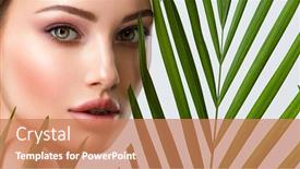  Presentation with beautiful skin - PPT theme enhanced with young-beautiful-woman-with-healthy background and a coral colored foreground