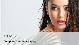  Presentation with makeup - Beautiful PPT theme featuring young-beautiful-woman-with-healthy backdrop and a sky blue colored foreground