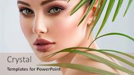  Presentation with eye care - Slide set with young-beautiful-woman-with-healthy background and a coral colored foreground