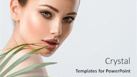  Presentation with eye care - PPT theme enhanced with young-beautiful-woman-with-healthy background and a sky blue colored foreground