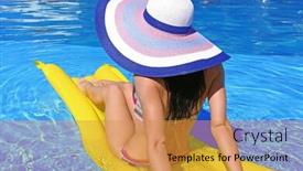  Presentation with mattress - Amazing presentation having young-beautiful-woman-with-inflatable backdrop and a gold colored foreground