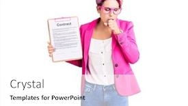  Presentation with hair care - Audience pleasing presentation design consisting of young-beautiful-woman-with-pink backdrop and a white colored foreground