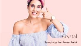  Presentation with pink beauty - Slide deck featuring young-beautiful-woman-with-pink background and a lemonade colored foreground