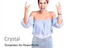  Presentation with rock star - Amazing slide set having young-beautiful-woman-with-pink backdrop and a white colored foreground