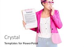  Presentation with pink nails - Presentation theme enhanced with young-beautiful-woman-with-pink background and a white colored foreground