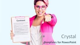  Presentation with contract - Audience pleasing PPT theme consisting of young-beautiful-woman-with-pink backdrop and a cool aqua colored foreground
