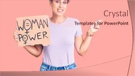  Presentation with pink - Audience pleasing PPT layouts consisting of young-beautiful-woman-with-pink backdrop and a coral colored foreground