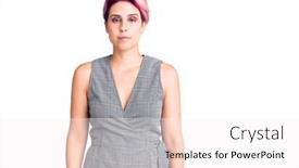  Presentation with pink simple - PPT theme consisting of young-beautiful-woman-with-pink background and a white colored foreground