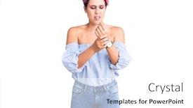  Presentation with inflammation - Slide set having young-beautiful-woman-with-pink background and a white colored foreground