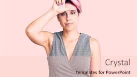  Presentation with casual young people - Colorful presentation theme enhanced with young-beautiful-woman-with-pink backdrop and a lemonade colored foreground