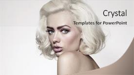  Presentation with vintage - PPT theme featuring young beautiful woman with platinum background and a light gray colored foreground