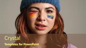  Presentation with makeup - Colorful presentation design enhanced with young-beautiful-woman-with-rainbow backdrop and a tawny brown colored foreground