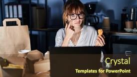  Presentation with food delivery - Theme featuring young-beautiful-woman-working-using background and a tawny brown colored foreground