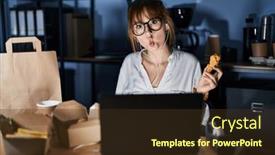  Presentation with food delivery - Theme with young-beautiful-woman-working-using background and a tawny brown colored foreground