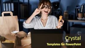  Presentation with food delivery - Theme having young-beautiful-woman-working-using background and a tawny brown colored foreground
