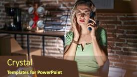  Presentation with dental office - Presentation theme enhanced with young-beautiful-woman-working background and a tawny brown colored foreground