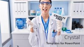  Presentation with cruelty - PPT theme with young-beautiful-woman-working background and a lemonade colored foreground