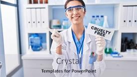  Presentation with cruelty - Presentation theme consisting of young-beautiful-woman-working background and a light gray colored foreground