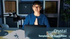  Presentation with hope - Slide deck with young-beautiful-woman-working background and a ocean colored foreground