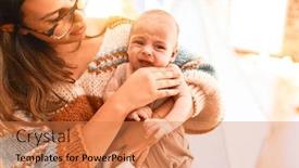  Presentation with crying baby - Presentation theme enhanced with young-beautiful-woman background and a coral colored foreground