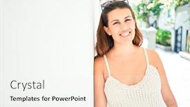  Presentation with wall street - Cool new PPT theme with young-beautiful-woman backdrop and a sky blue colored foreground