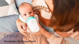  Presentation with baby milk - Colorful theme enhanced with young-beautiful-woman backdrop and a coral colored foreground