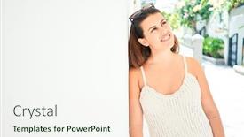  Presentation with wall street - Cool new presentation with young-beautiful-woman backdrop and a sky blue colored foreground