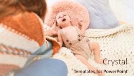  Presentation with crying baby - PPT layouts consisting of young-beautiful-woman background and a lemonade colored foreground