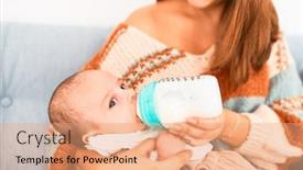  Presentation with baby bottle - Theme having young-beautiful-woman background and a coral colored foreground