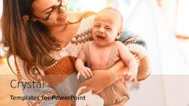  Presentation with baby crying - Audience pleasing PPT layouts consisting of young-beautiful-woman backdrop and a coral colored foreground