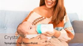  Presentation with milk baby - Slide set with young-beautiful-woman background and a coral colored foreground