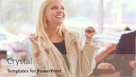  Presentation with car buying - Beautiful slide set featuring young-beautiful-woman backdrop and a coral colored foreground