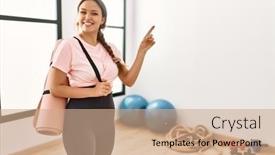  Presentation with gym - PPT theme having young-beautiful-woman background and a coral colored foreground