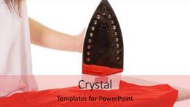  Presentation with ironing - Slides having young beautiful woman do the ironing background and a red colored foreground