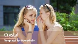  Presentation with beautiful green - Audience pleasing slide set consisting of young beautiful women sharing secret backdrop and a coral colored foreground