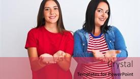  Presentation with women - PPT theme consisting of young-beautiful-women-wearing-casual background and a red colored foreground