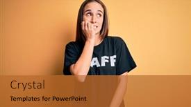  Presentation with nails - Cool new slide set with young-beautiful-worker-woman-wearing backdrop and a red colored foreground