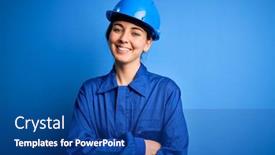  Presentation with camera security - Theme featuring young-beautiful-worker-woman background and a ocean colored foreground