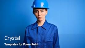  Presentation with camera security - Amazing slide deck having young-beautiful-worker-woman backdrop and a ocean colored foreground